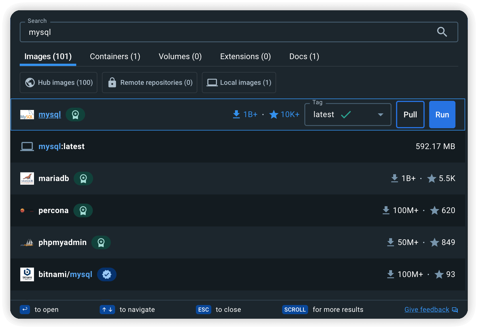 docker search mysql